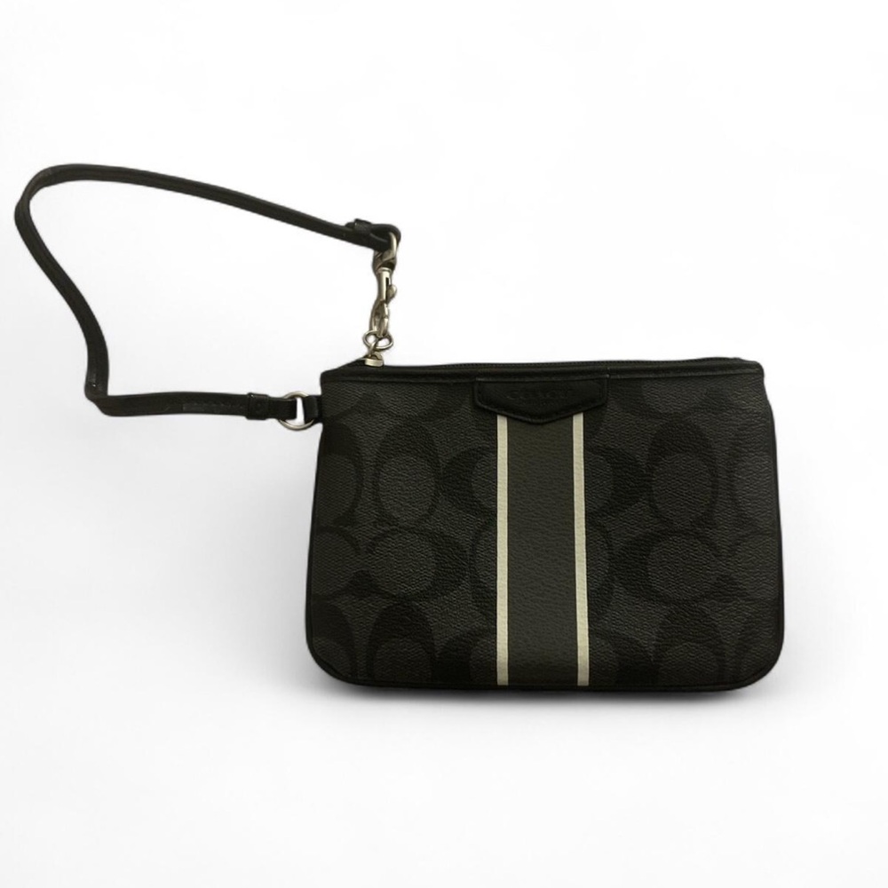 Coach Black Wristlet with Elegant Metallic Accents